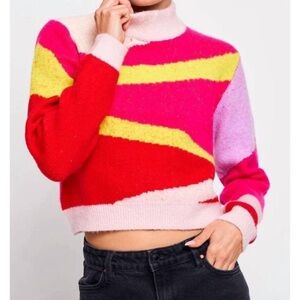 Ciebon Silka Abstract Pattern Sweater in Pink